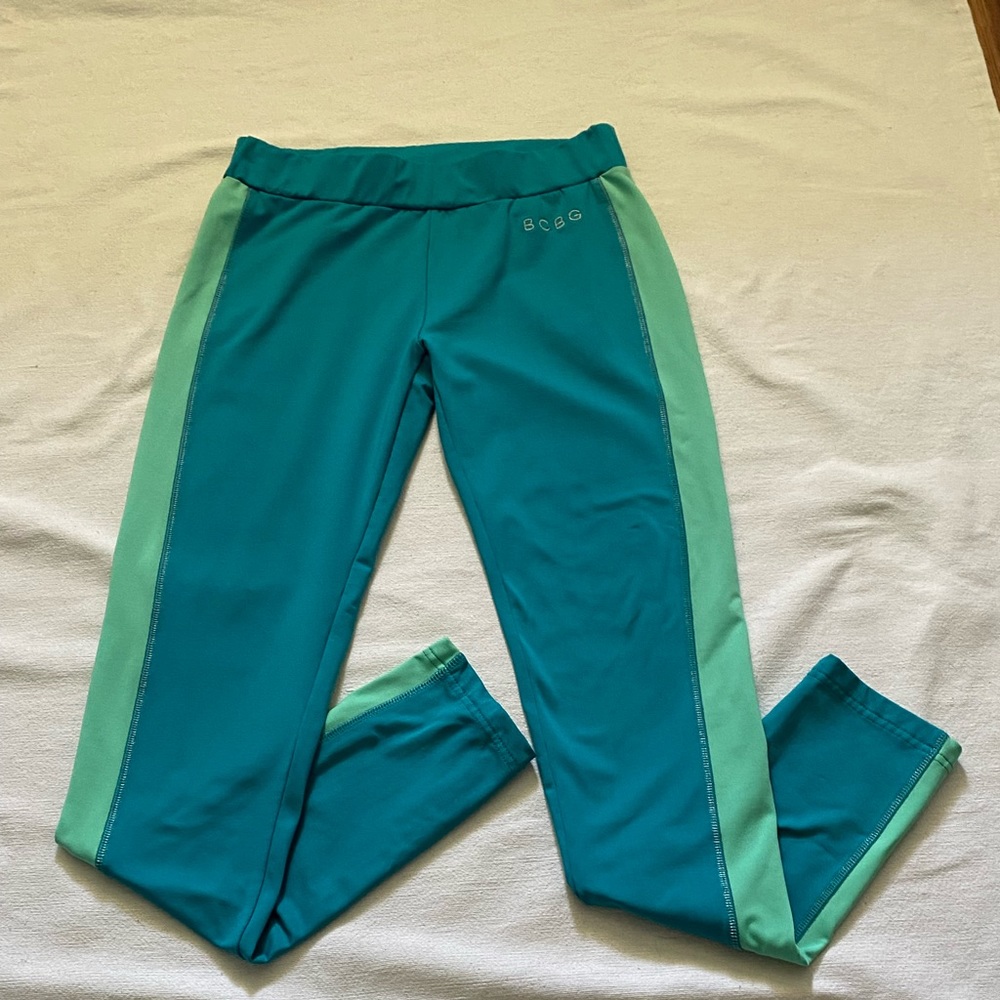 A Pair of BCBG Active Pants - Ladies Mid Rise Size M - Teal & Mint - Yoga Pants